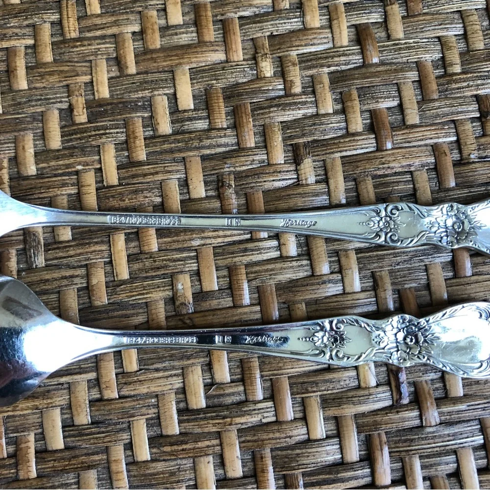 1847 Rogers Bros Heritage Condiment Set - Cocktail Fork & Sugar Sifter Spoon